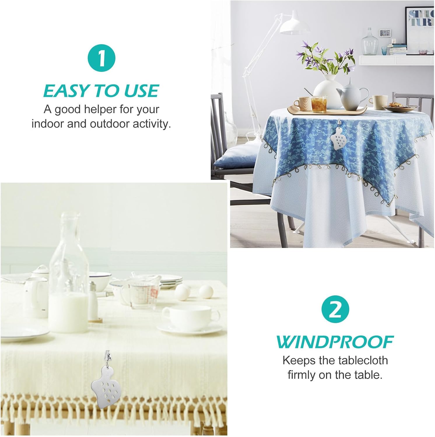 4pcs 4pcs Stainless Steel Table Cloth Holders for Indoor and Outdoor Use, Wind Resistant and Time-Saving Tablecloth Fixing Accessories for Picnic and Dining Tables