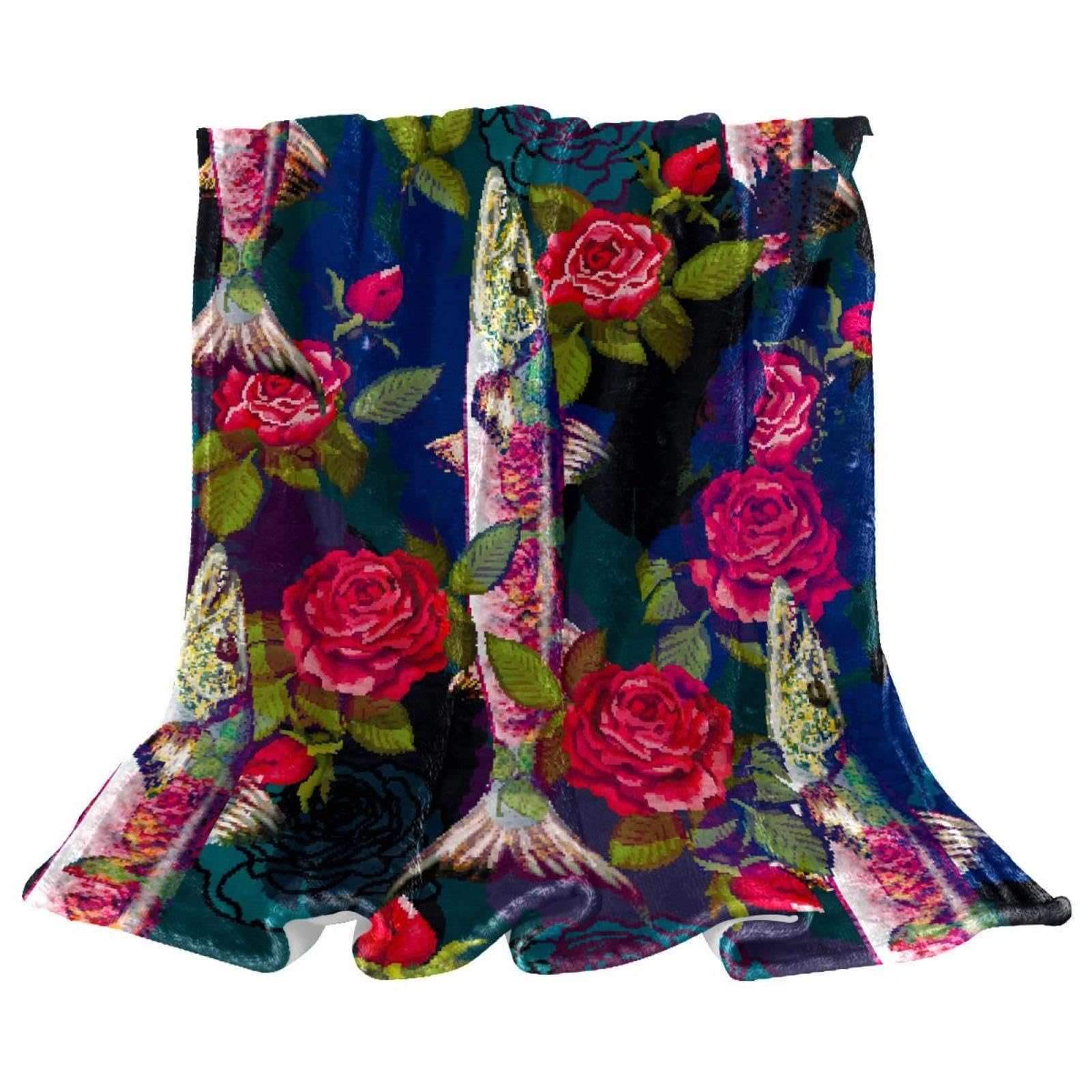 Couverture de lit polaire fleurs poissons 150x200 anti-froid pour chambre