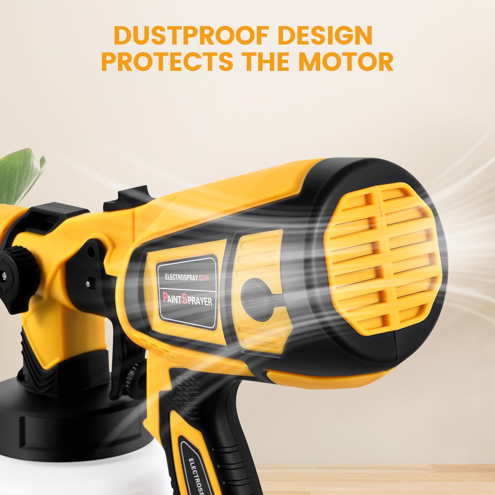 Pistolet a Peinture, 800W Pistolet a Peinture Electrique, 1400ml HVLP Pistolet Peindre avec 5 Buses et 3 Motifs, pour Meubles, Armoires, Clôture, Plafonds, Murs, Porte, Jaune