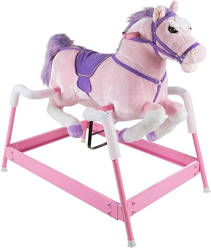 Happy Trails - Juguete de peluche con estribos ajustables y sonidos para niños pequeños a 5 años, color rosa, grande