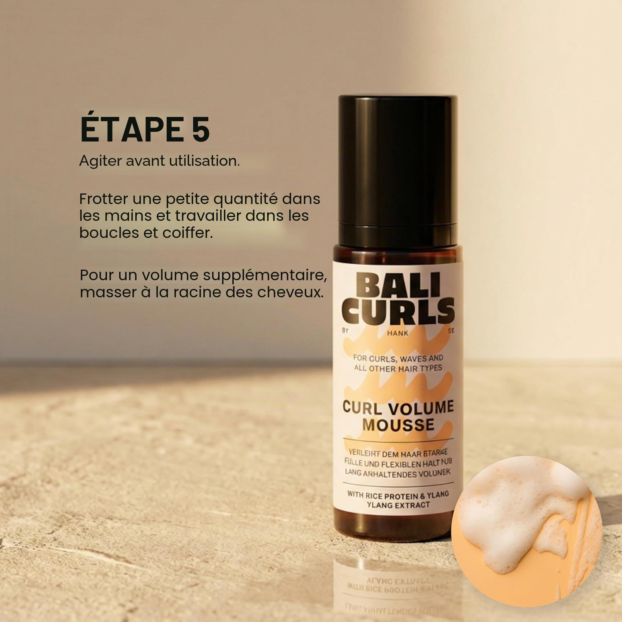 BALI CURLS Curl Travel Kit de 5 – Tailles de voyage pour des boucles définies et saines – Shampoing, après-shampoing, crème curl, gel de finition et mousse – Kit d'entretien compact pour les voyages