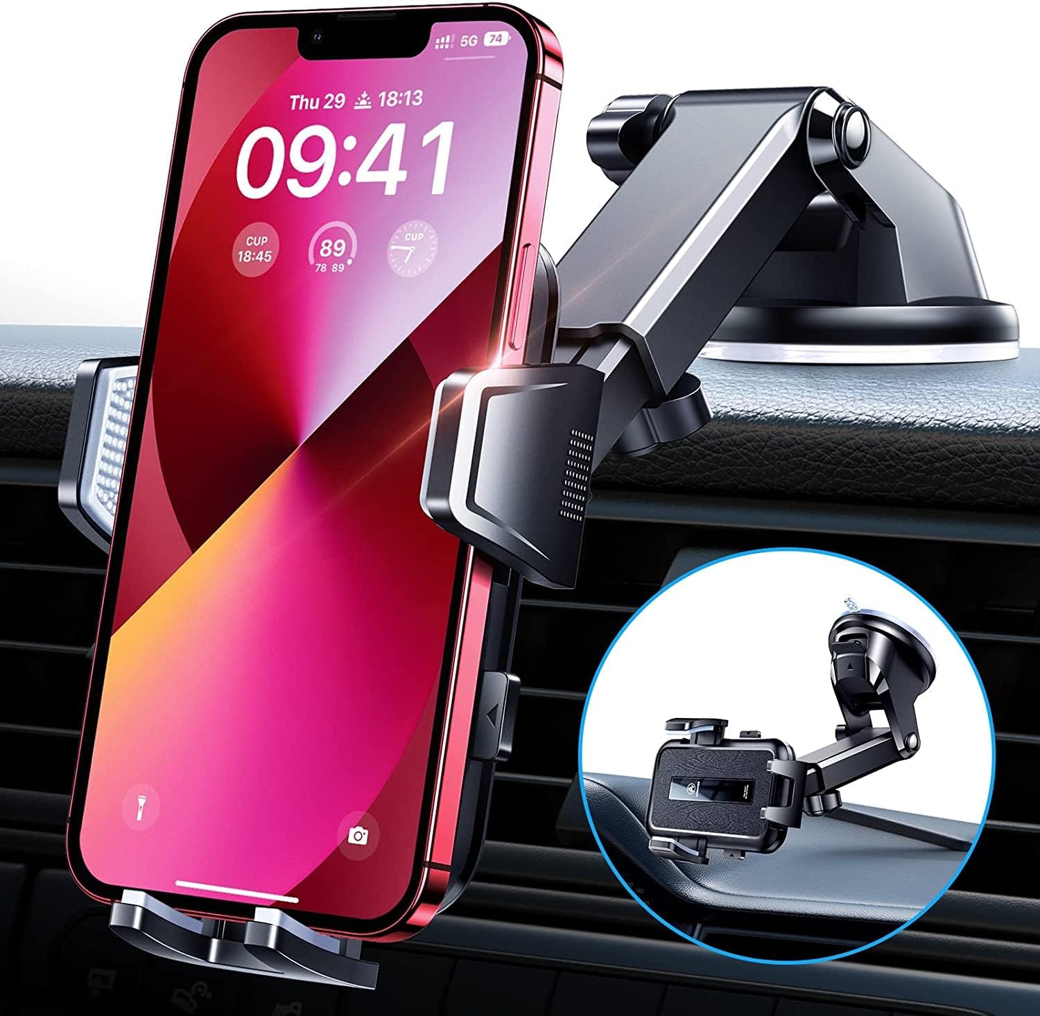 VANMASS Suction Car Phone Holder [2023 Latest] Dashboard Windscreen Mount Universal Mobile