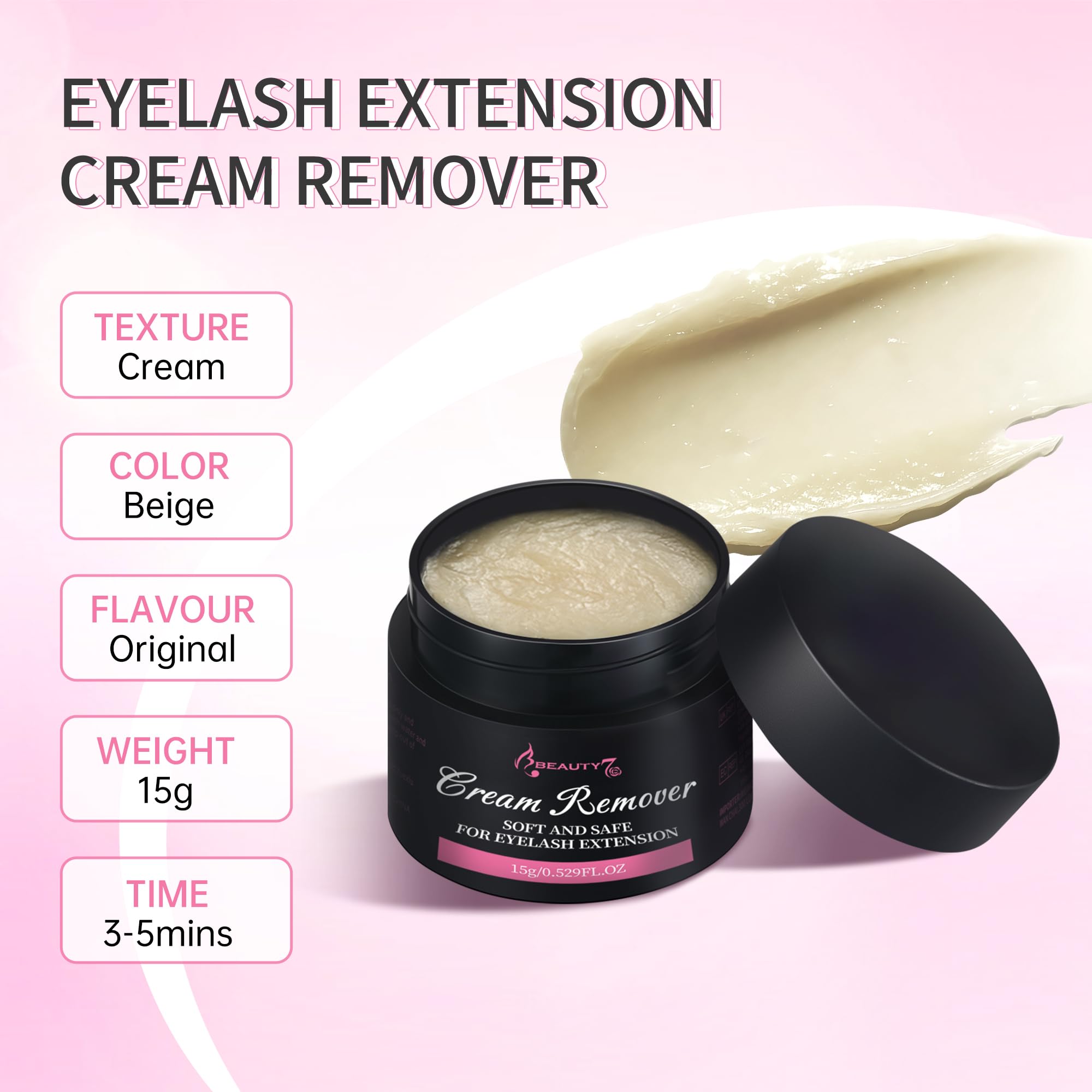 Beauty7 Crème Remove Cils Extension 15g, Crème Dissolvant Colle d'extension Cils Rapide, Produit Pour Retirer Extension de Cils Inodore