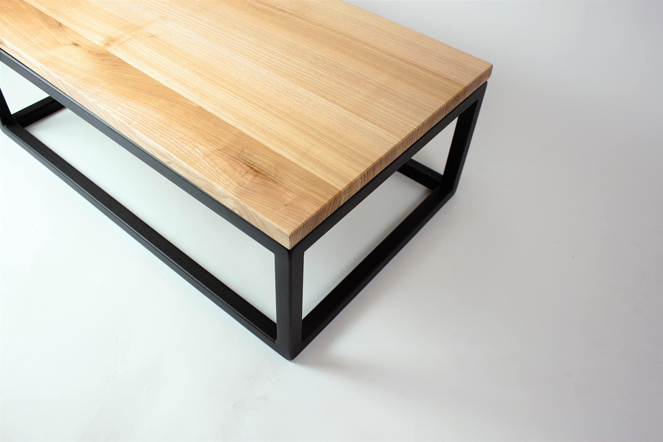 Eschenholz Waschtischplatte 60x45x22cm für Aufsatzwaschbecken - Massivholz Wandkonsole Schwarz, Waschbeckenunterschrank Hängend
