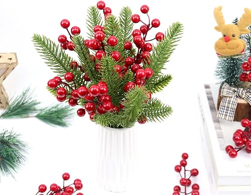 Miniatura 3 de 20 tallos de bayas rojas, 10.2 pulgadas, bayas de Navidad para árbol de Navidad, decoraciones de manualidades, vacaciones y decoración del hogar