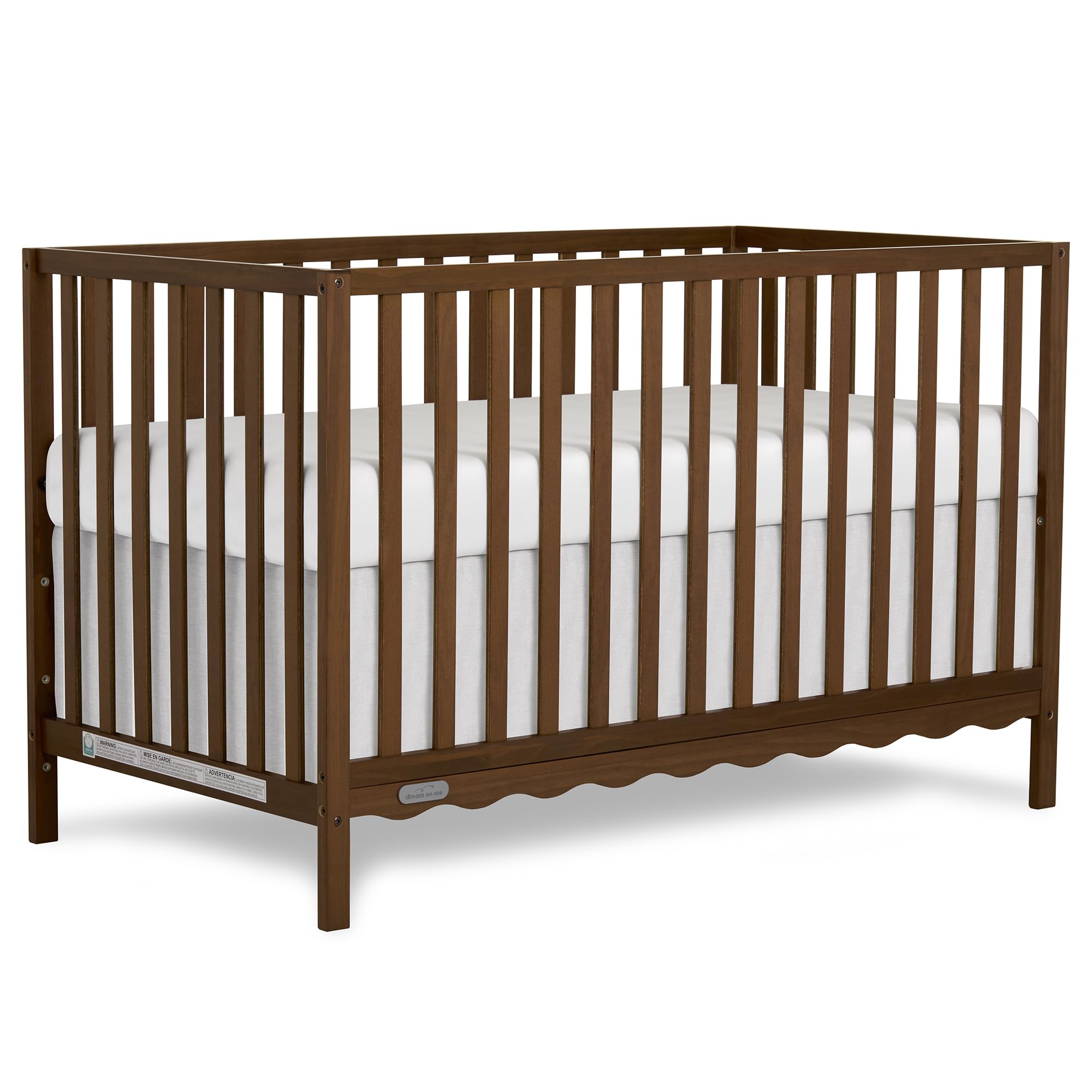 Dream On Me Synergy Wave 5-in-1 Convertible Full Size Baby Crib, Walnut