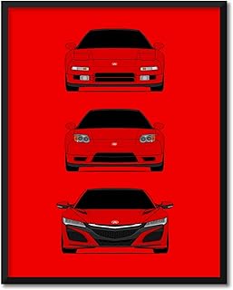 CUSTOMIZABLE COLOR: Honda Acura NSX Generations Inspired Poster Print Wall Art Handmade Decor of the History and Evolution of the NSX (NA1, NA2, NC1) (Unframed)