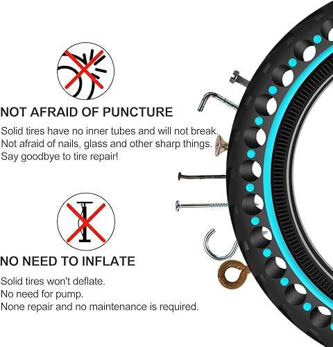 Miniatura 3 de BANGTING 2 neumáticos sólidos de 8.5 x 2 pulgadas para scooter eléctrico, neumático de 8 1/2 x 2 para Gotrax GXL V2/XR/APEX, repuesto de neumáticos