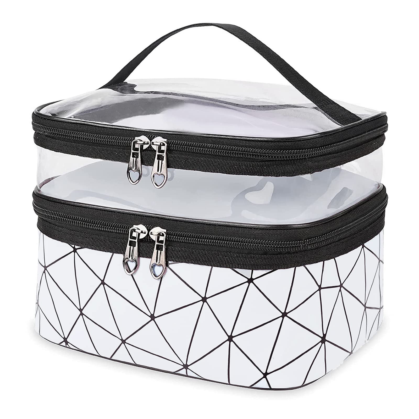 UEPOA Neceser Transparente, Neceser Maquillaje Organizador Bolsa de Maquillaje de Doble Capa Grande Neceser de Viaje Impermeable Bolsos de Baño para Mujeres y Hombres
