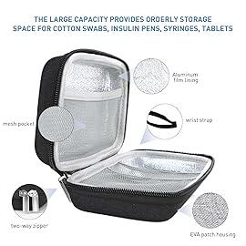 suzamed Insulin Cooler Travel Case,EVA Insulation Travel Medicine Kit with Temperature Display for Diabetes Care,Insulin Pen and Other Diabetic Supplies (Black-Temp)
