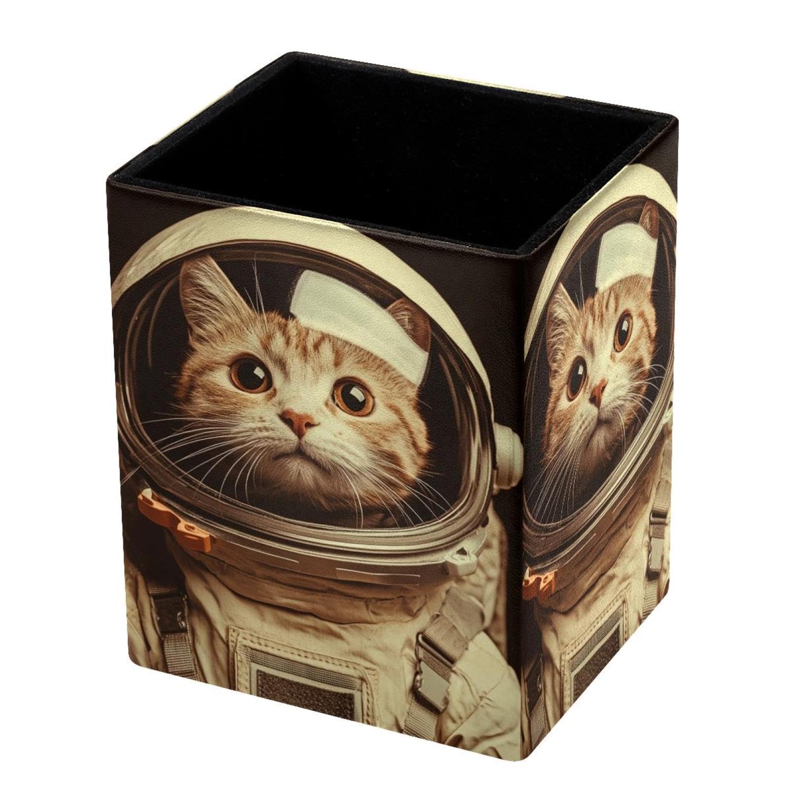FWJZDSP Standing Pencil Case Cute Space Cat, Cute Pen Holder Pouch Pencil Bag Makeup Brush Boxes for School Students Office Women Teens