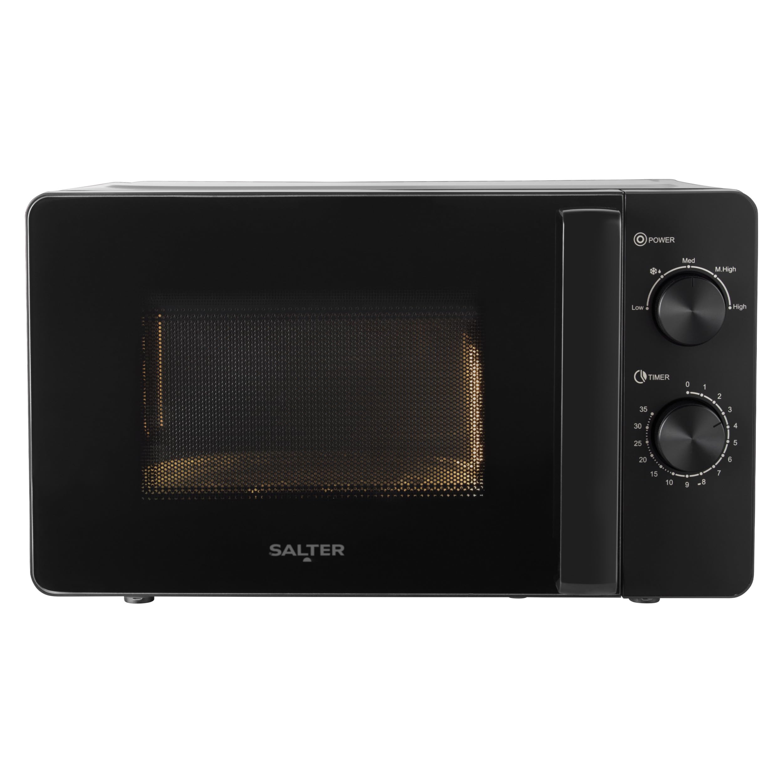 Salter EK5652MBLK Kuro 20 L Microwave – 800 W Solo Microwave Oven with 27 cm Rotating Turntable, 5 Power Levels & Defrost Setting Function, Adjustable Twin Dial Control, 35 Minute Timer, Black