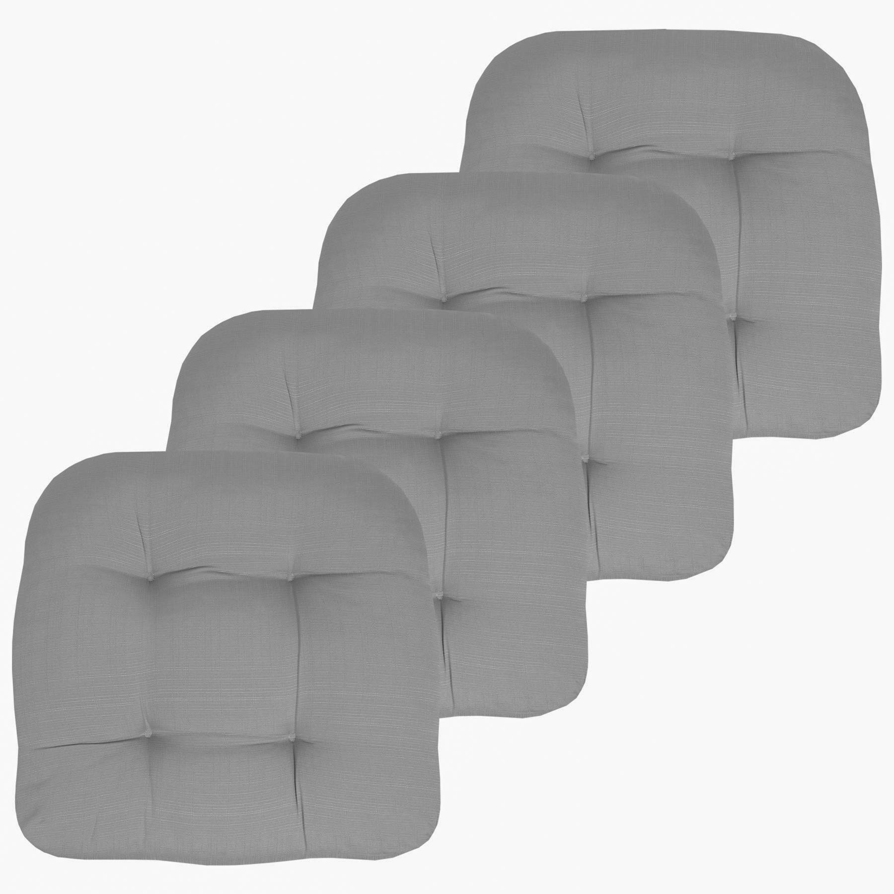 Coussin de chaise de terrasse lot de 4 rembourrés épais argenté 48x48 cm Sweet Home Collection