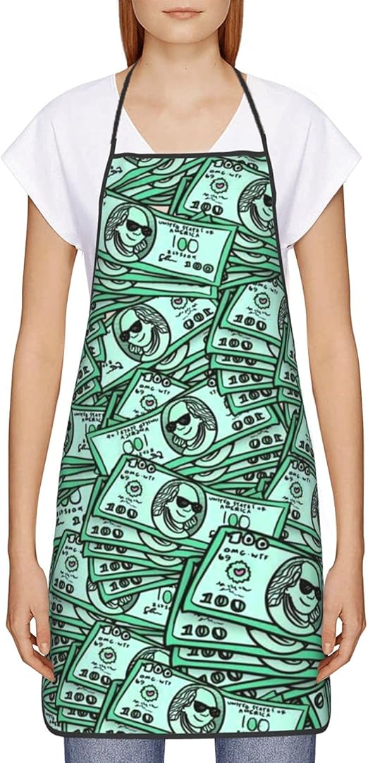 Dollars Green Money Apron for Women 100 Polyester Chef