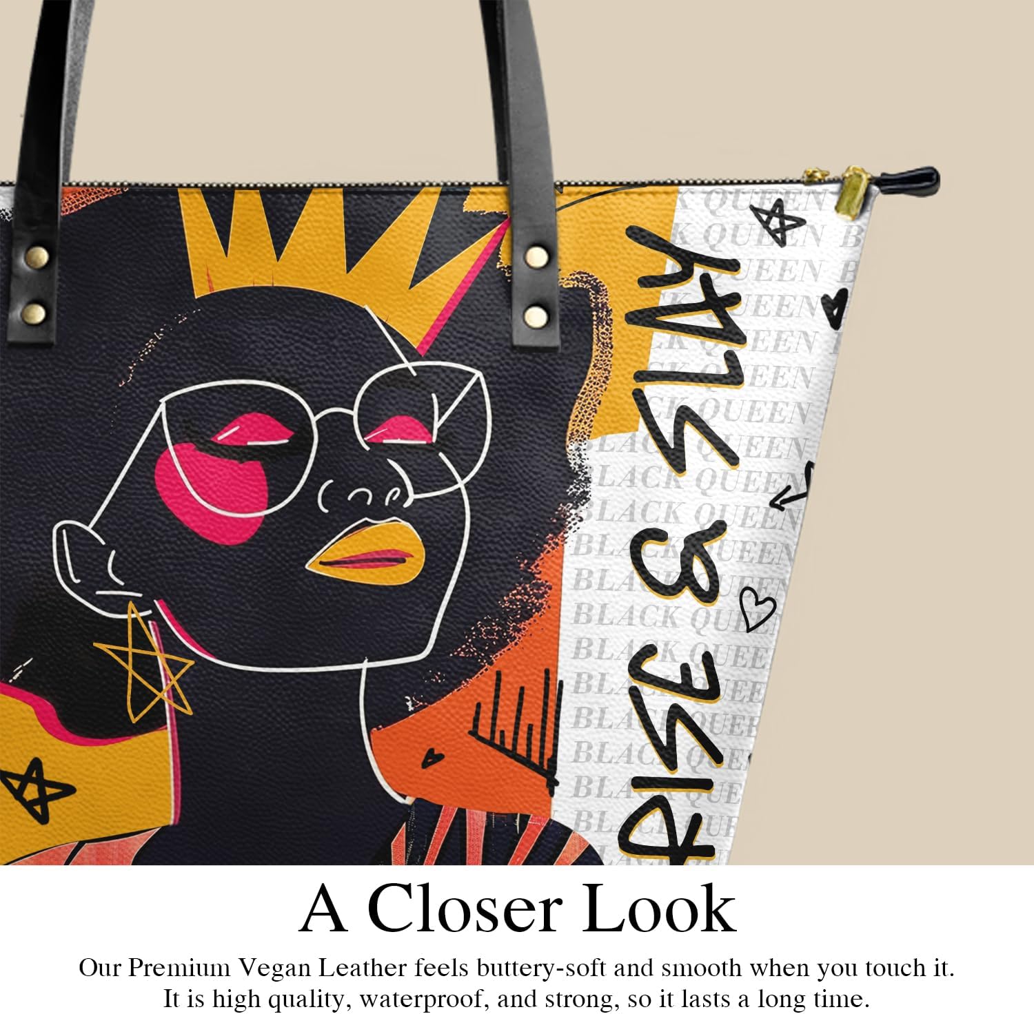 Afroyla Bundle: Aina White & AfroEssence Tote Bag - 2 Piece Set, Premium Vegan Leather, Christmas Gift for Women - Image 5