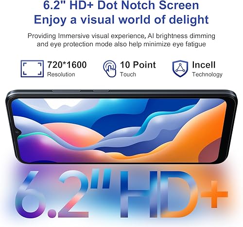 Miniatura 2 de Blackview Wave 6C teléfonos Android desbloqueados, teléfonos inteligentes Android 13, 6.52 pulgadas HD+, 5100mAh 10W rápido, Octa-Core 4GB+32GBSD