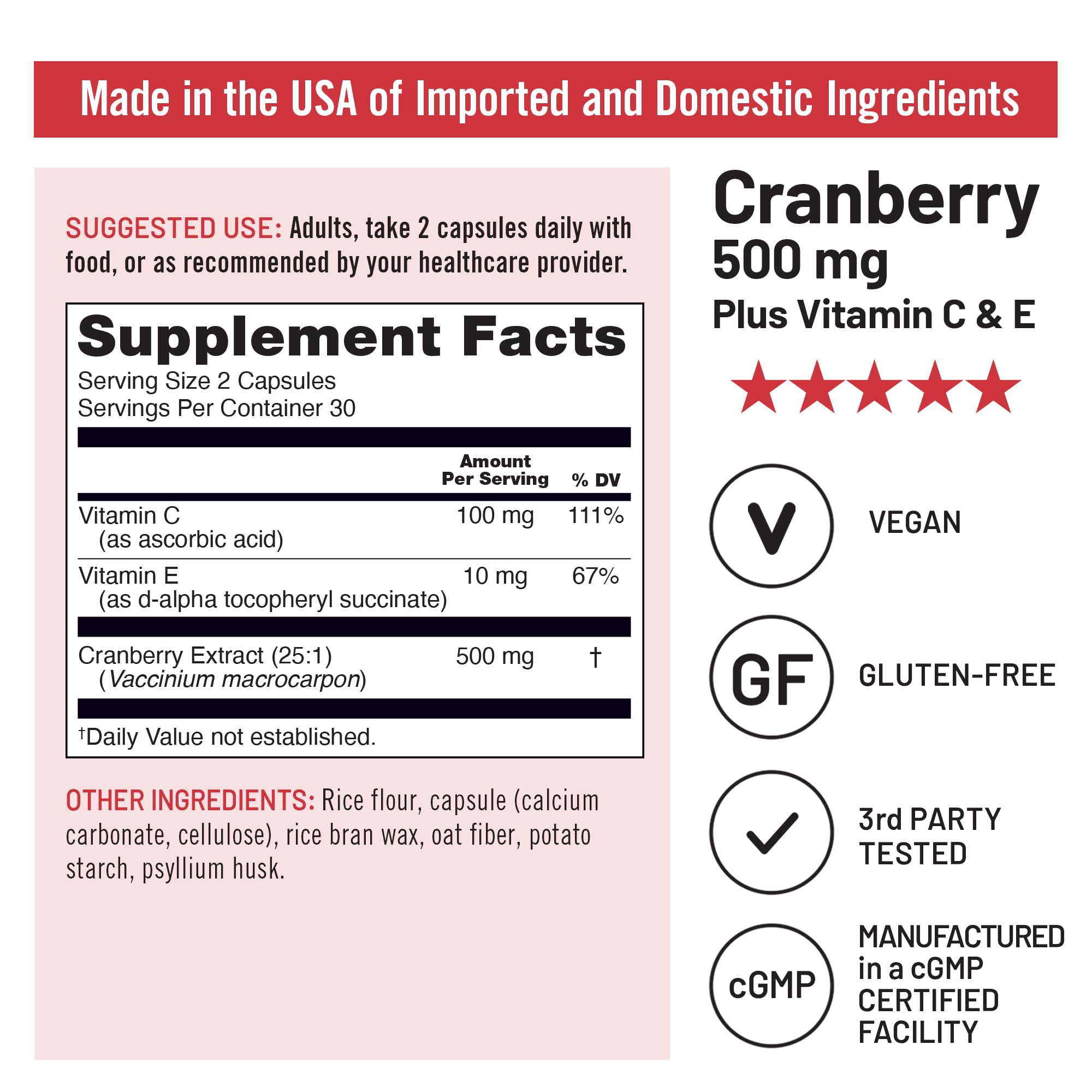 NatureWise Cranberry Extract 500mg for Women, Urinary Support, 60 Capsules — Amazon image 5