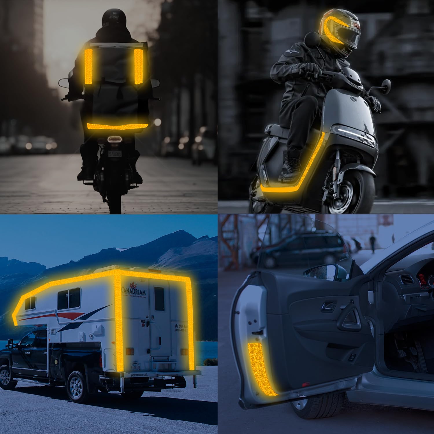 WENFUMNUSIC - Cinta reflectante de 2 pulgadas x 40 pies, color amarillo, DOT-C2, calcomanías reflectantes impermeables y cinta reflectora con adhesivo fuerte para camiones, remolques, motocicletas