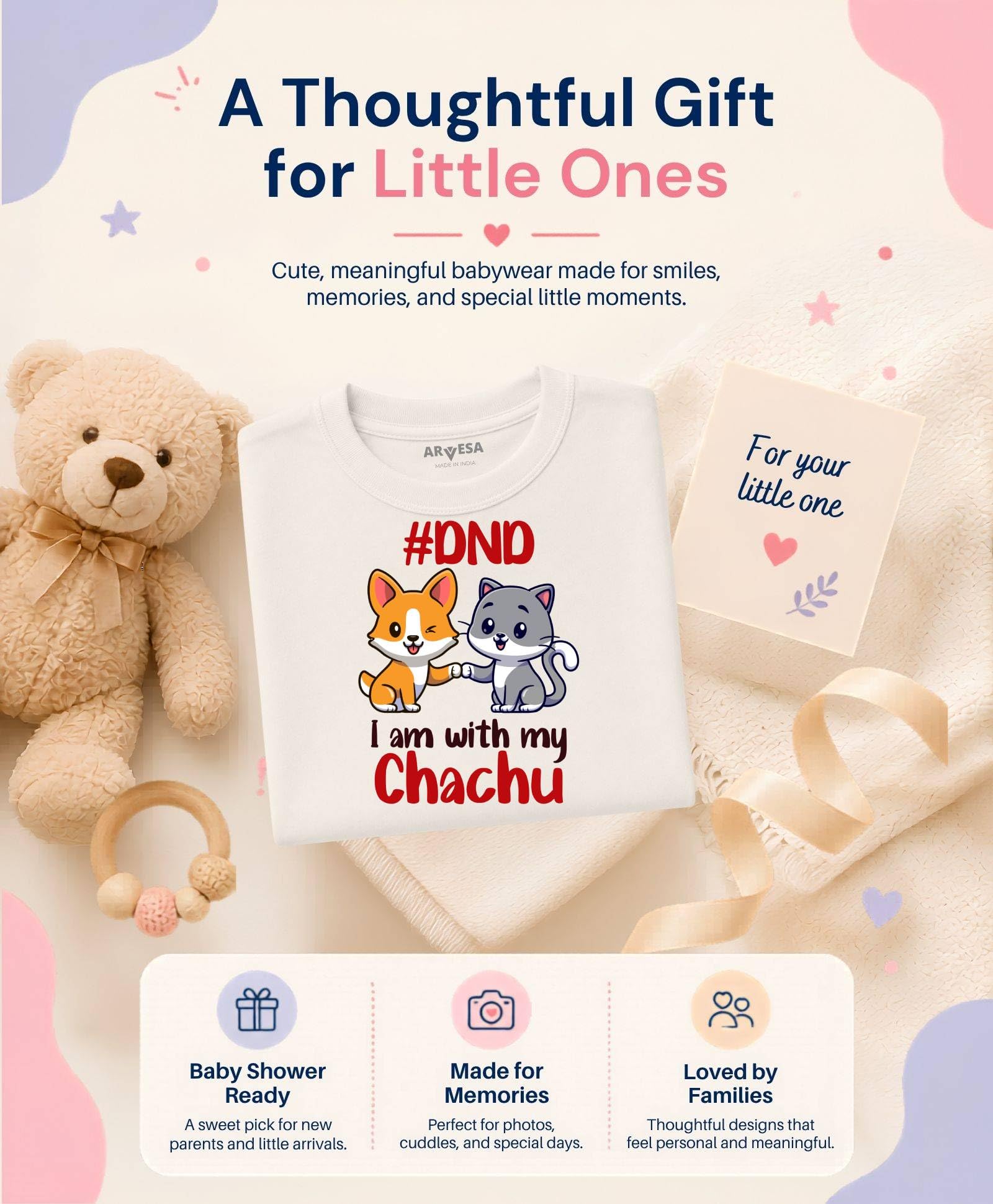 ARVESA Baby T Shirt Chachu Theme for Baby Boy and Baby Girl Cotton 0–12 Months Design No 1163 - DND I Am with My Chachu Yellow 4