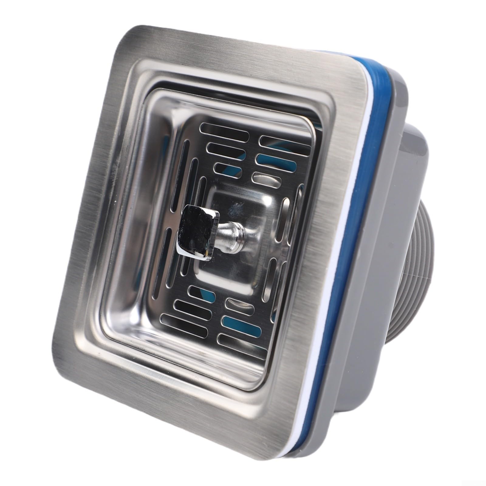Desagüe cuadrado para fregadero de cocina de 114 mm, mecanismo de elevación de filtro de acero inoxidable para una captura eficiente de partículas de alimentos y eliminación de escombros