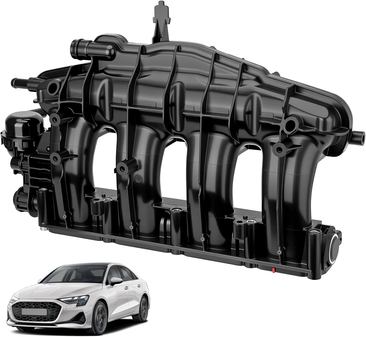 Engine Intake Manifold Assembly with Solenoid Sensor Compatible with 2008-2013 Audi A3 Q3 TT, Compatible with 2009-2017 VW Jetta GTI Golf Passat CC Tiguan, Replaces#06J133201BD 06J133201BH