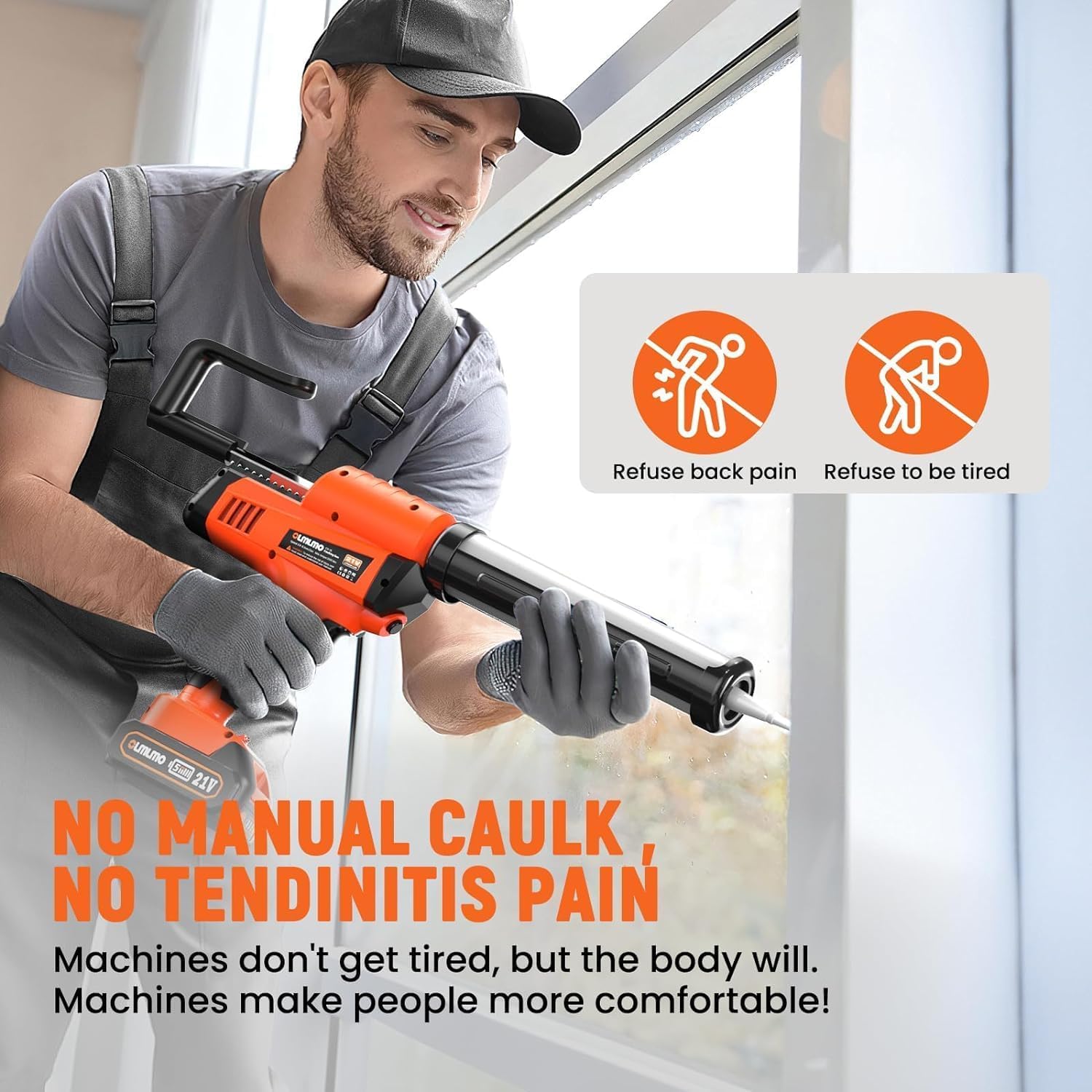 ‎Olmlmo Cordless Caulking Gun, 10 oz Electric Caulk Gun with 2x 4.0 Ah Battery, 6 Adjustable Speed, Silicone Caulking Tool Metal Adhesive Gun for Filling, Sealing, Precise Work