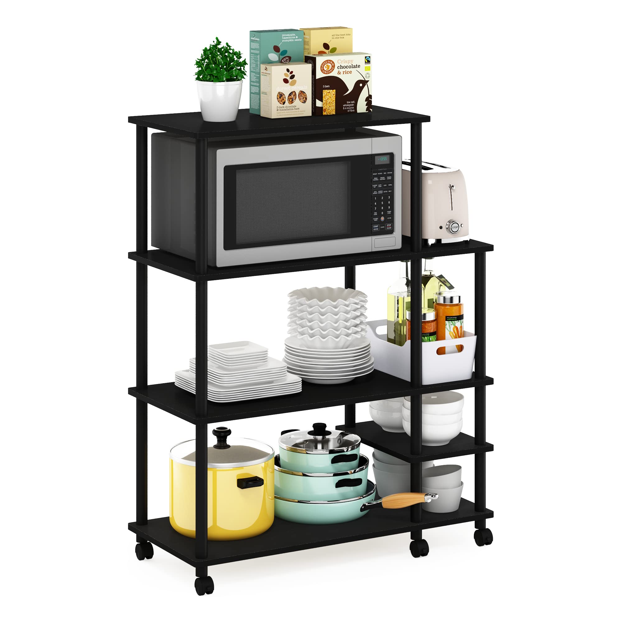 Furinno Turn-N-Tube Kitchen Shelf Cart, Americano/Black