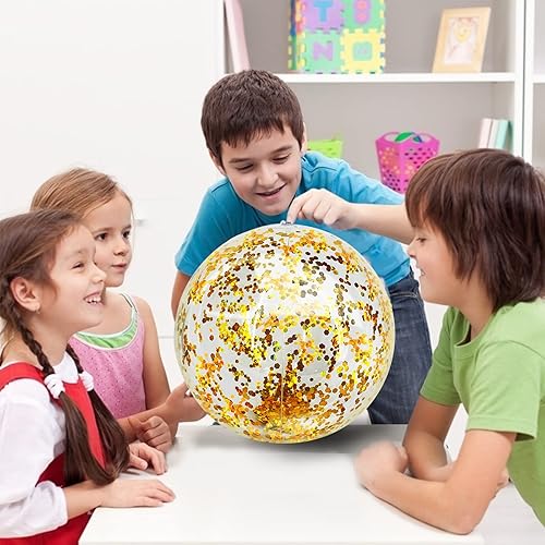 Miniatura 4 de Pelotas inflables de playa a granel Jumbo de 16 pulgadas con purpurina para piscina, playa, fiesta de verano en la piscina, juego de piscina,