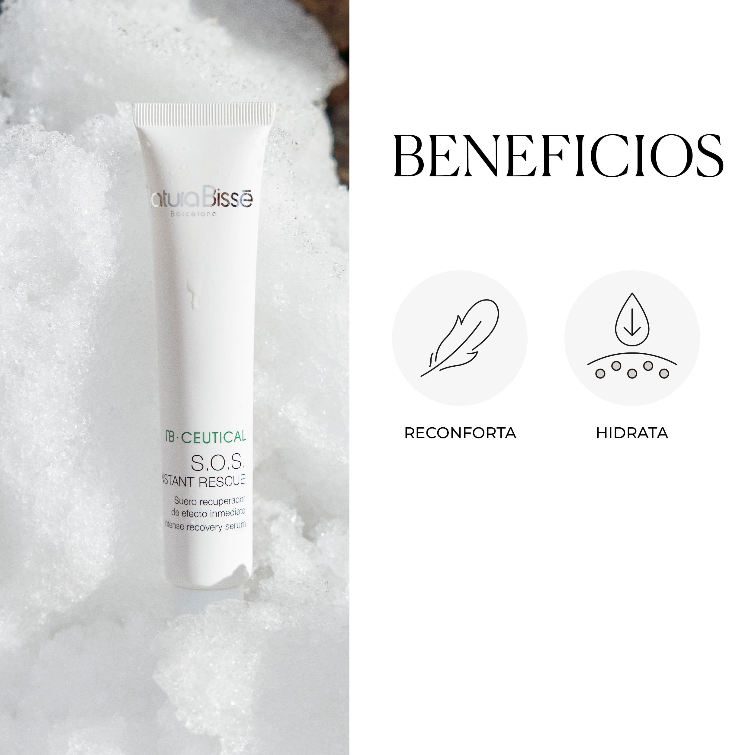 Natura Bissé S.O.S. Instant Rescue | Sérum Facial Recuperador de Efecto Inmediato para Pieles Sensibles y Sensibilizadas con Phytocután, Árnica Montana y Aloe Vera | 30 ml