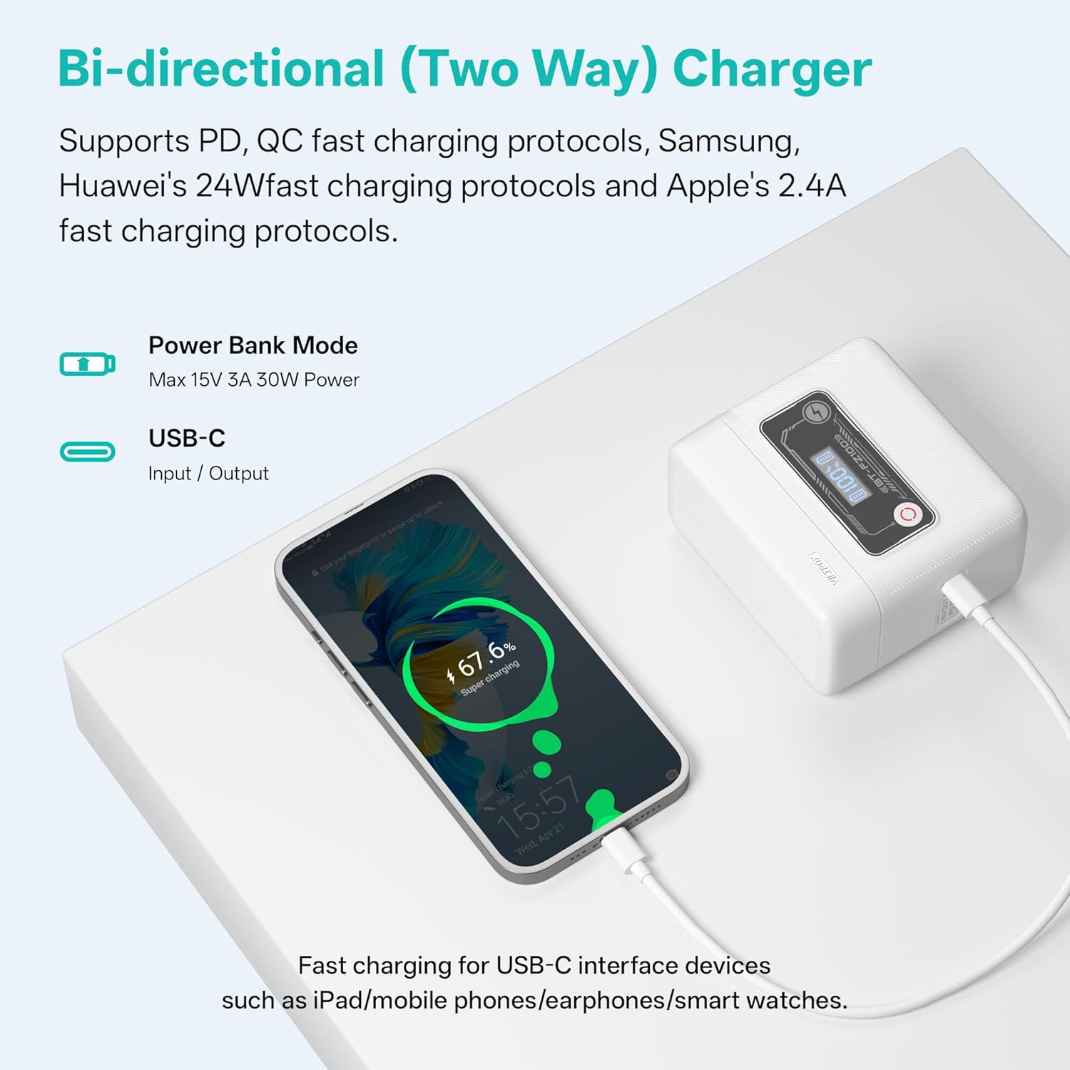VILTROX BT-EL15 Dual Camera Battery Charger Case with Built-in 7.4V/5.5Ah Battery, Compatible with Nikon EN-EL15 / EN-EL15a / EN- EL15b / EN-EL15c, Viltrox TEN-EL15C, PD 30W Fast Charging USB-C