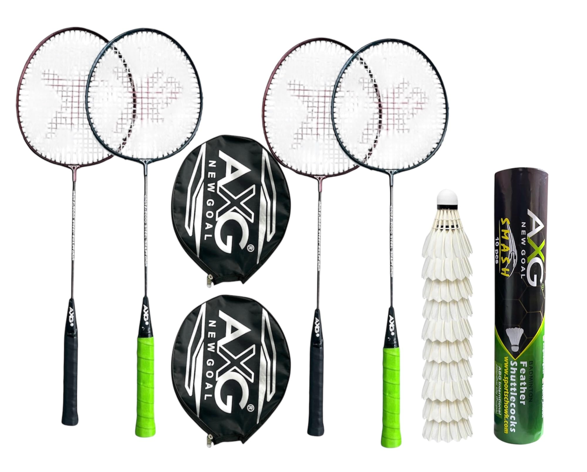 Scratch Resistant A-2000 Racquets Set of 4 with 10 Feather Shuttles Badminton Kit (Multi)-image-11