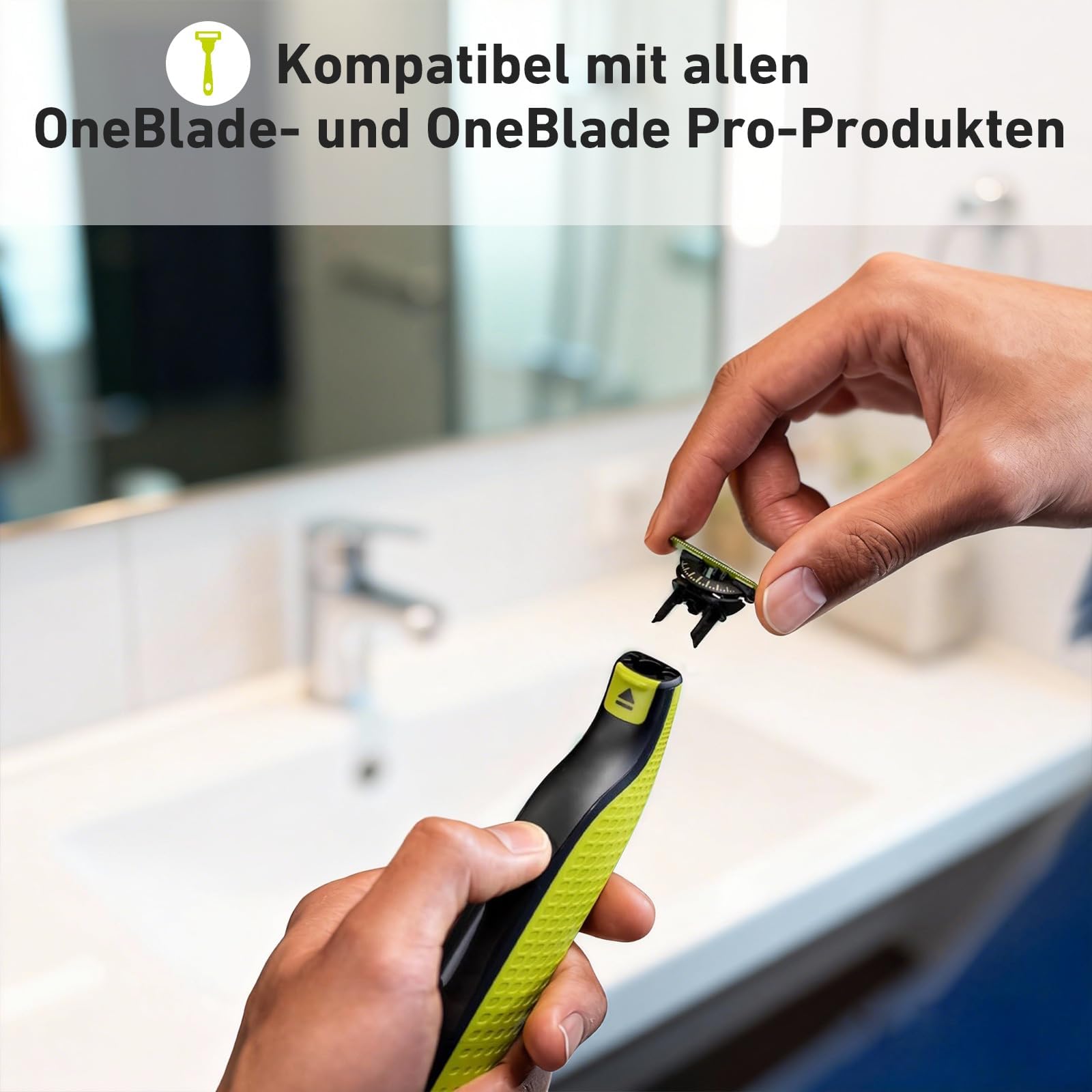 2 Stück 360° Ersatzklingen für Philips OneBlade & OneBlade Pro – Bruchsicher mit Rotationskopf für Gesicht & Körperrasur