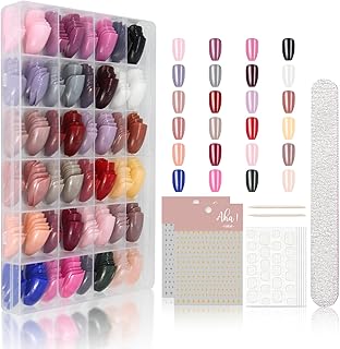 576 PCS 24 Color Coffin Nails Short False Nails Set Full Coverage Press on Nails,Coffin False Nails Stick on Nails for Women Fake Nails,Glossy False Nails & Accessories for Women Girls Nail Art DIY