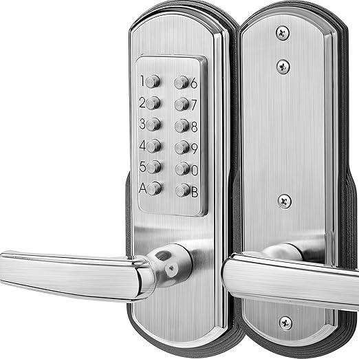 Elemake Left Handed Keyless Door Lock, Mechanical Keypad Door Lock with