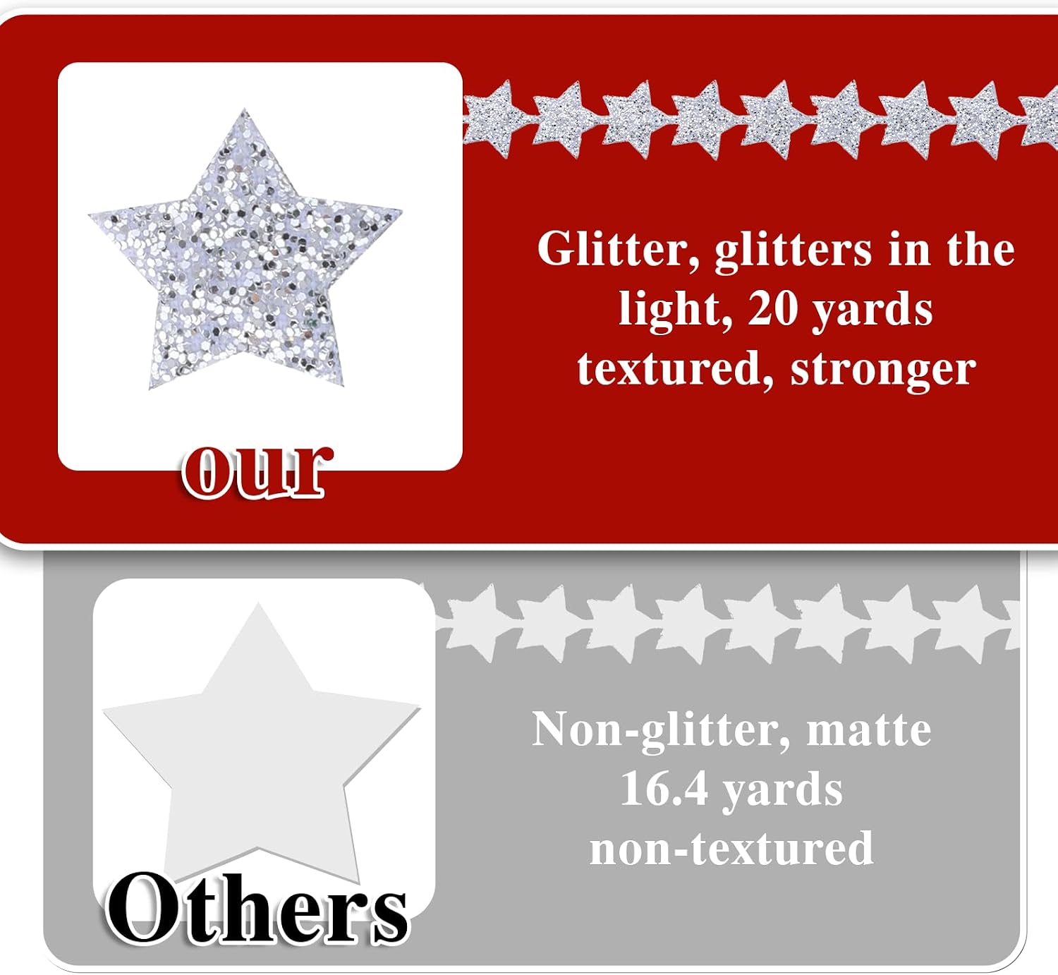 Glitter Star Ribbon, 1 Roll 20 Yards Glitter Ribbon Trim Silver Glitter Ribbon Star Ribbons for Crafts Glitter Stars Sparkly Ribbon Bling Ribbon Disco Ribbon Homecoming Ribbon for Gift Wrapping