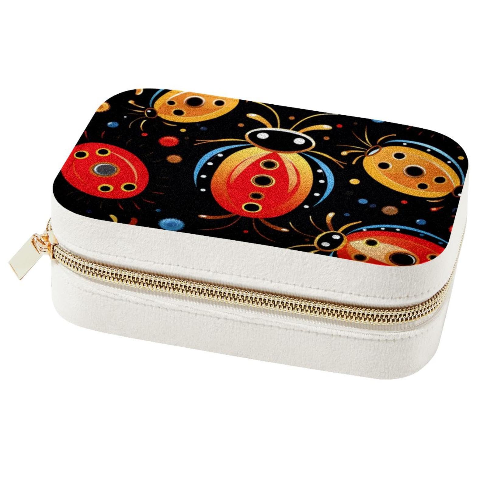 Boîte à bijoux de voyage Ladybug en velours avec des compartiments amovibles