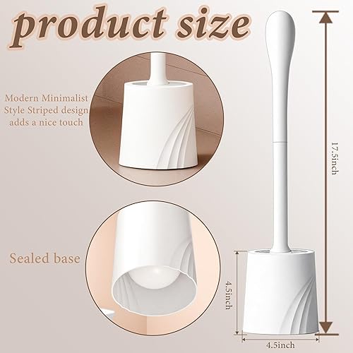 Miniatura 3 de 2 Pack Toilet Brush and Holder Set, Toilet Bowl Brush with Non-Slip Handle for Deep Cleaning, Nylon Bristles, Bathroom Accessories White