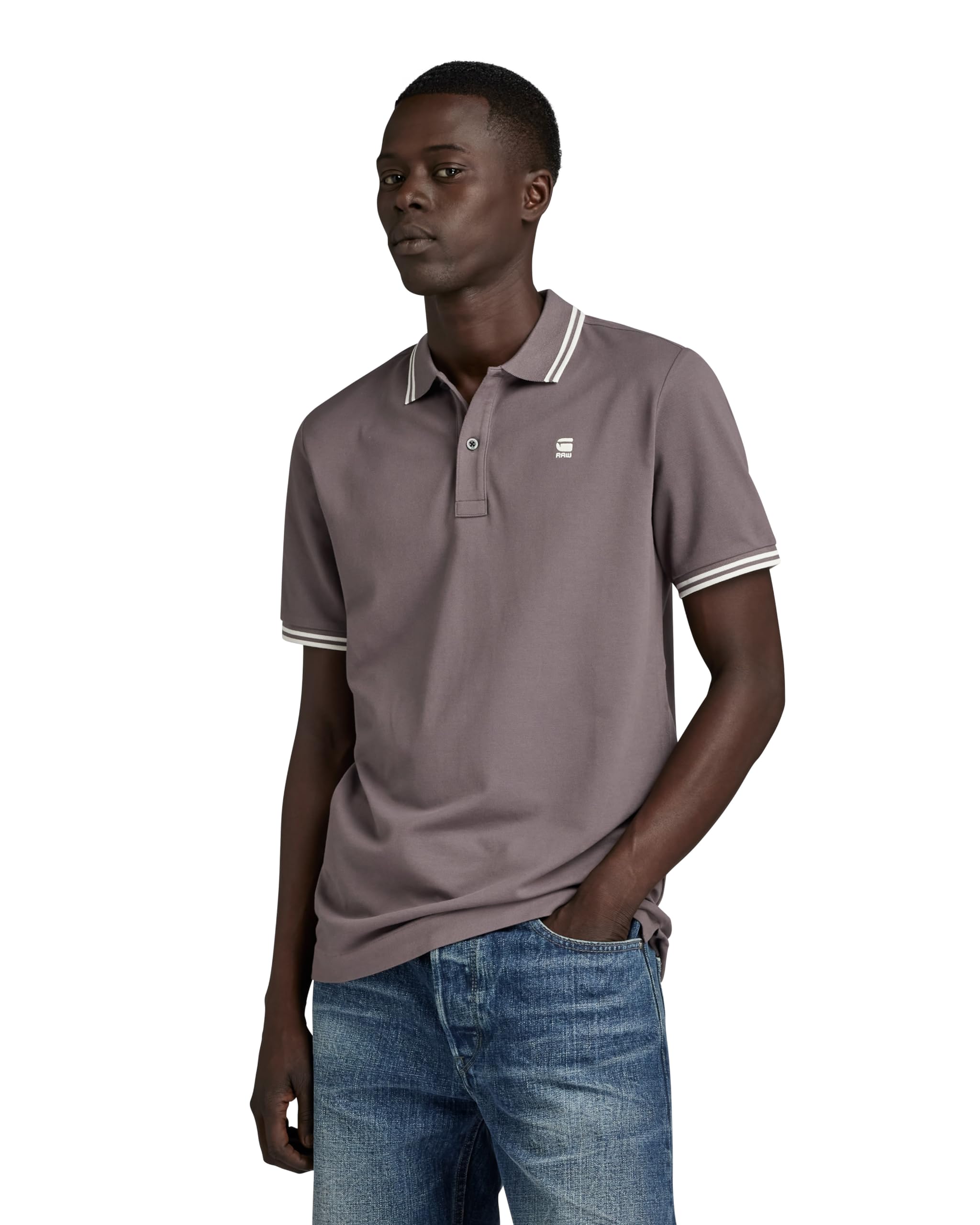 G-Star Men's Dunda Slim Stripe Polo , Grey (rabbit D17127-5864-G077), S