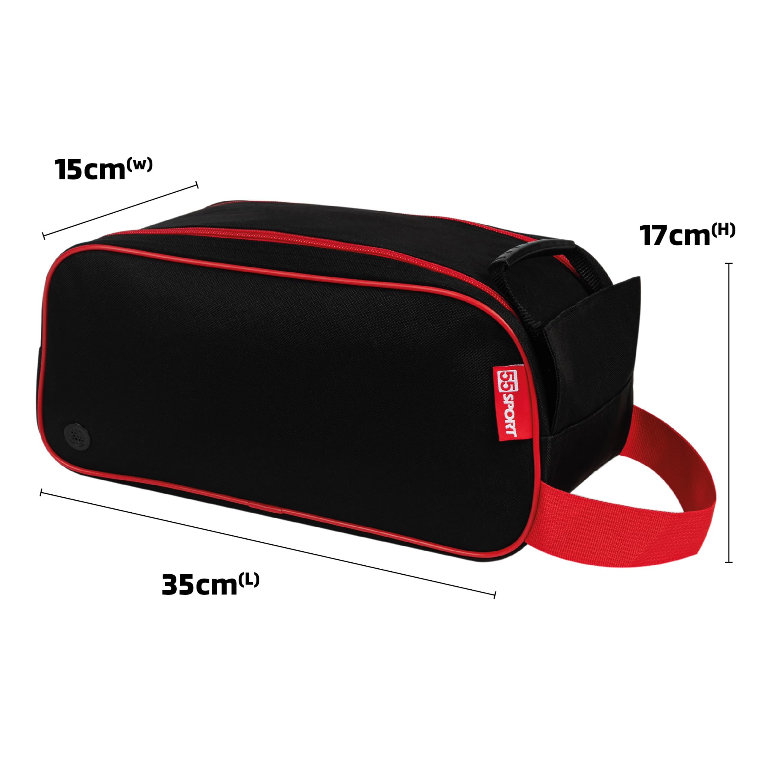 Borsa classica per scarponi da calcio e scarpe, colore: nero e rosso