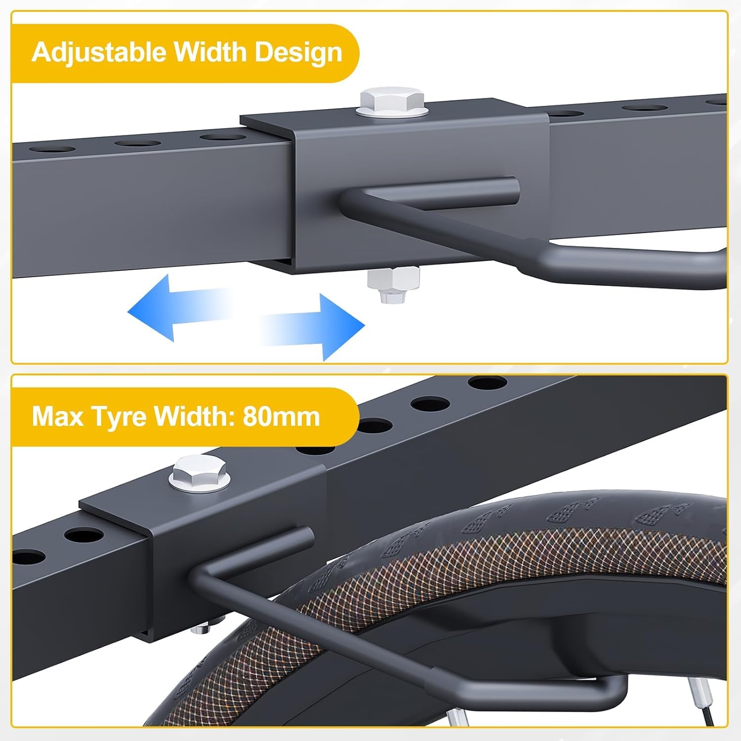 Support de vélo sur pied pour 5 vélos avec roulettes, réglable en hauteur de 1,2 à 2 m et largeur réglable, support de vélo en acier robuste 150 kg, 4 roulettes pivotantes (2 verrouillables