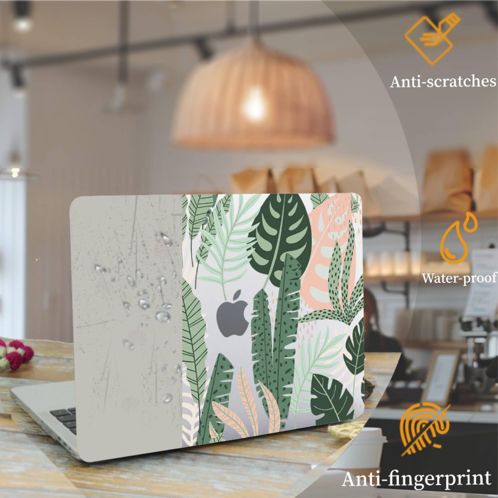 Custodia con MacBook Pro 13 Pollici 2020 2019 2018 2017 2016 Modello A2338 A2289 A2251 A2159 A1989 A1708 A1706, Plastica Portatile Rigida Caso & Tastiera Cover, 1687 Foglia verde tropicale