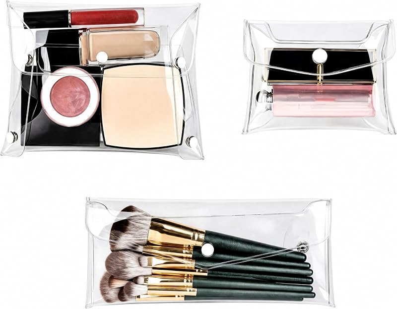 GANPUB Necessaire transparente de PVC para cosméticos, pacote com 3