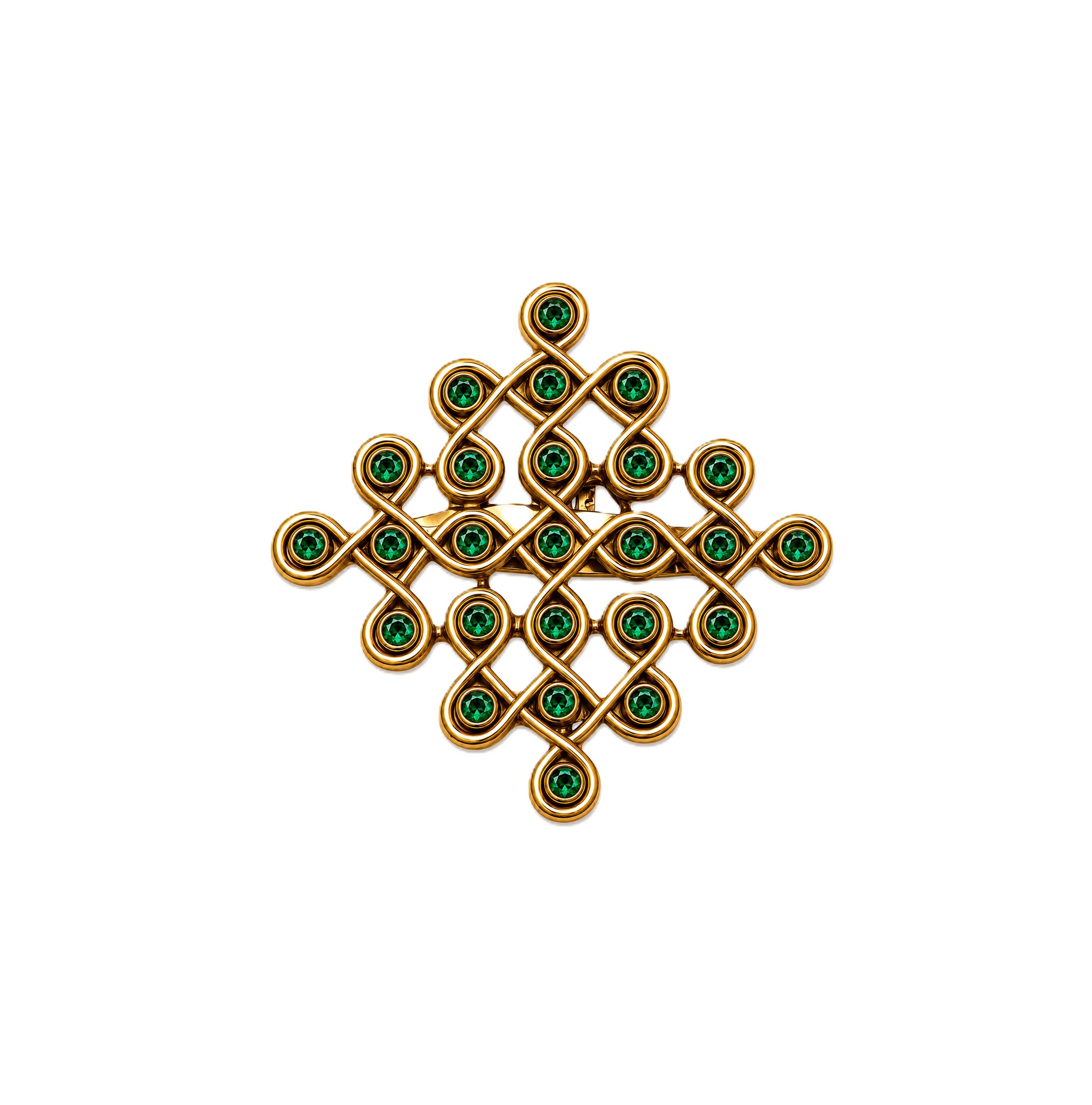Handmade Kolam Design Saree Brooch Pin for Women & Men | Gold Finish Crystal Stone Brooch | Traditional Saree Pin | Unisex Ethnic Brooch for Saree, Shawl, Dupatta, Blazer, Kurta & Coat |Green Stone-picture-24