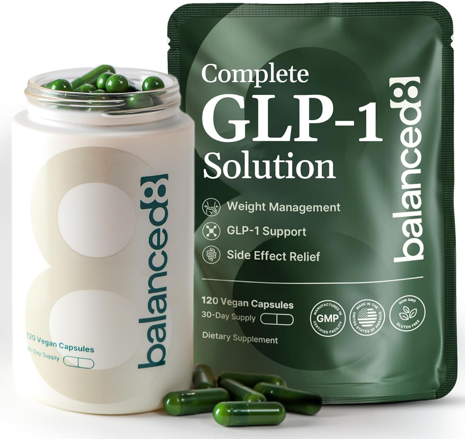 GLP1 Supplements Weight Loss Women & Men – Appetite & Metabolism Support – GLP1 Booster for Gut Health – Vegan, Made in USA – 120 Capsules