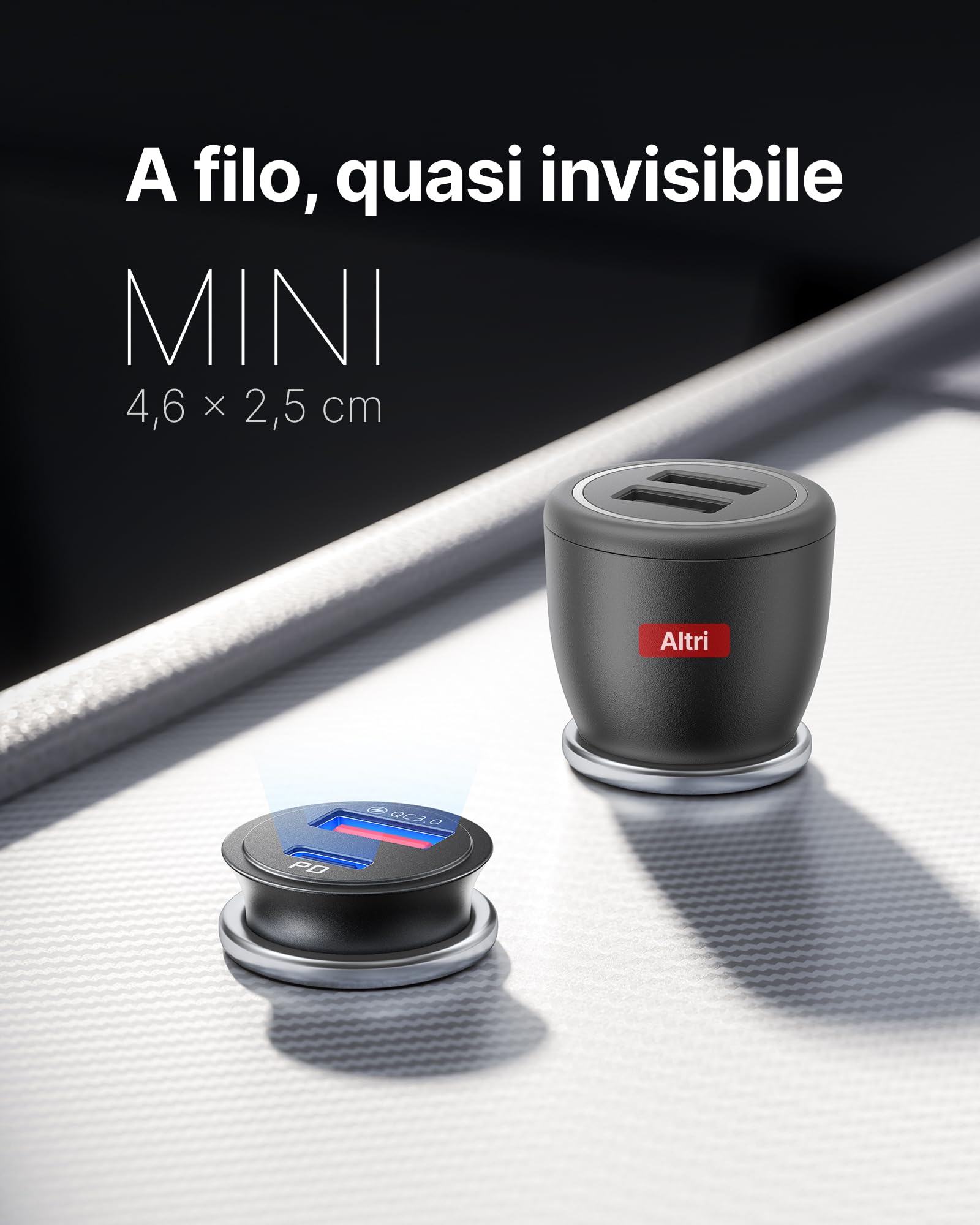 INIU Caricatore Auto USB C, 60W Combinati [Type C 30W + USB A 30W], Nero — immagine 7 di 16