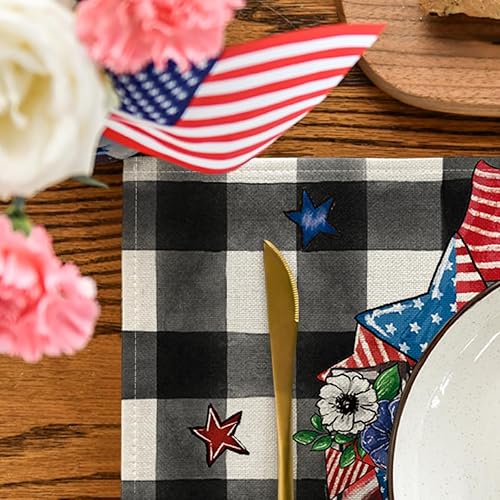 Miniatura 7 de Artoid Mode Buffalo - Juego de 4 manteles individuales de 12 x 18 pulgadas para el Día de los Veteranos, diseño de camión y Star Freedom, para