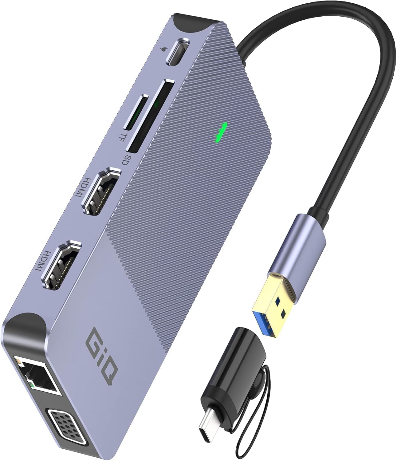 Docking station USB Giq USB C Hub USB 3.0 a doppio HDMI VGA adattatore triplo display Laptop Dual Monitor compatibile per MacBook M1