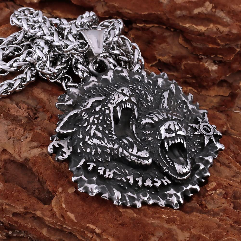 Amazon.co.jp: バイキング ルーン オーディン ウルフ ネックレス