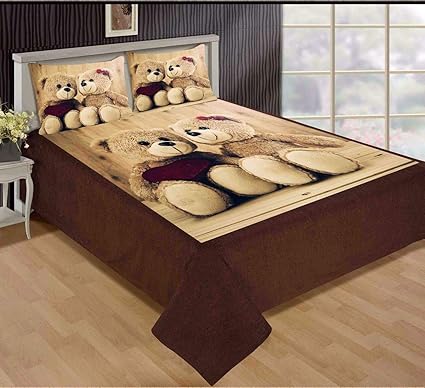 M.V. TRADING CO Velvet 3D Paris Tower Digital Print King Size Double Bedsheet with 2 Pillow Covers (90 x 90 inch, Multicolour)