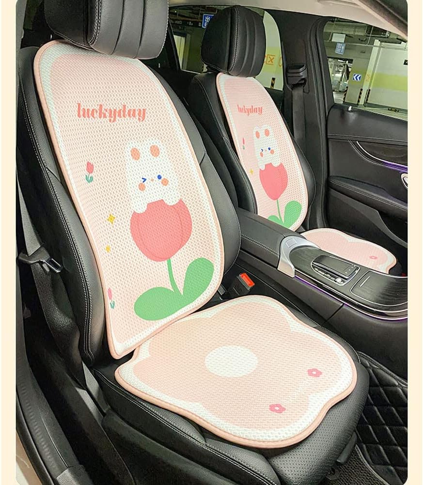 Driver seat Cushion Car seat Cushion, Breathable seat Cushion, Comfortable and Non-Slip, ice Silk Cartoon Breathable Interior seat Cushion Cool pad(Color:10,Size:)